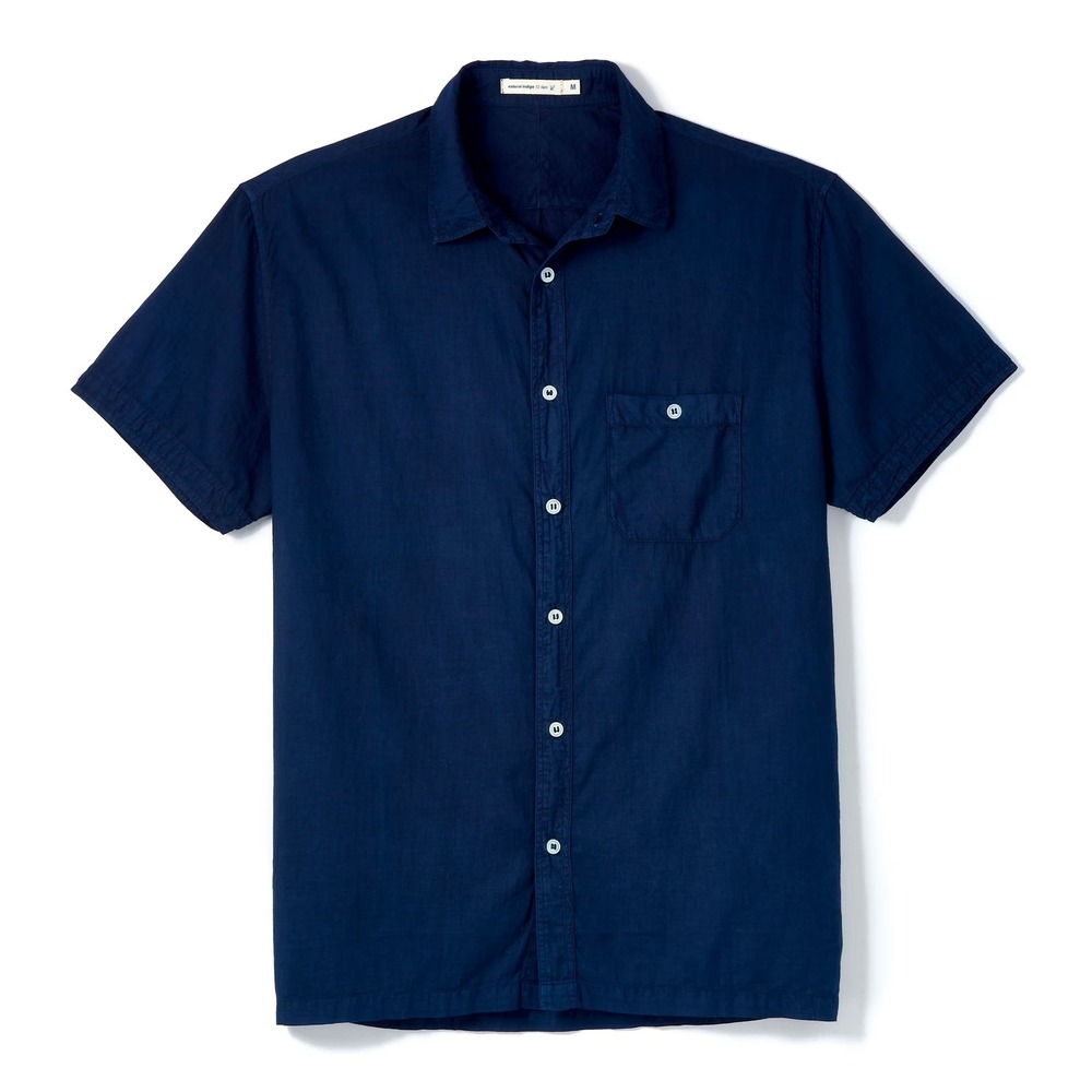 Industry of All Nations Classic Short Sleeve Madras Shirt Indigo Cotton - Medium